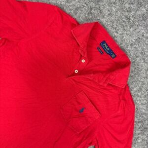 Polo Ralph Lauren Classic Fit Red Short Blue Pony Sleeve Polo Shirt Men's Small